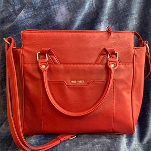 Deep red leather shoulder bag by Nine West